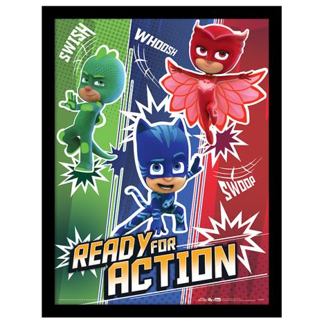 PJ Masks Ready for Action Wooden Framed Print (30 x 40cm) £9.99